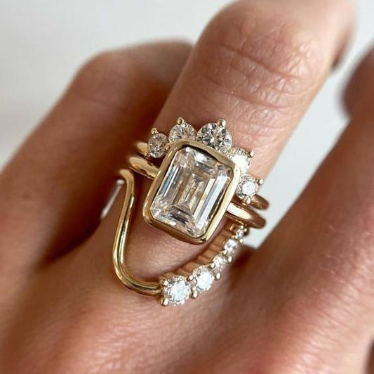 Vintage Elegant Glass Golden Ring-EllyBoutique