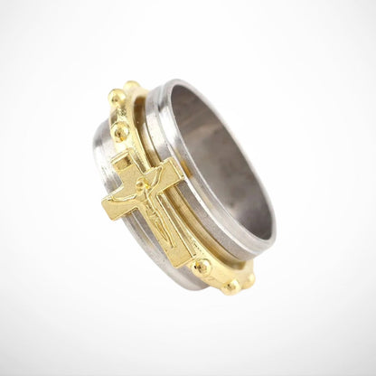 Gold Layered Religious Cross Ring-EllyBoutique