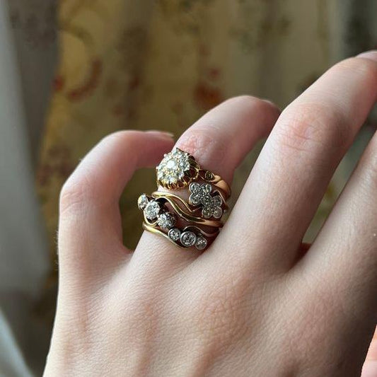 Vintage Flower Zirconia Ring Set-EllyBoutique