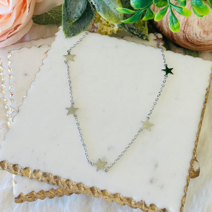 Stella Dainty Star Pendant Choker Necklace - Gold or Silver-EllyBoutique