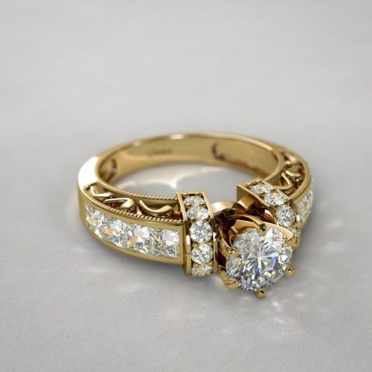 Vintage Spark Crystal Gold Ring-EllyBoutique