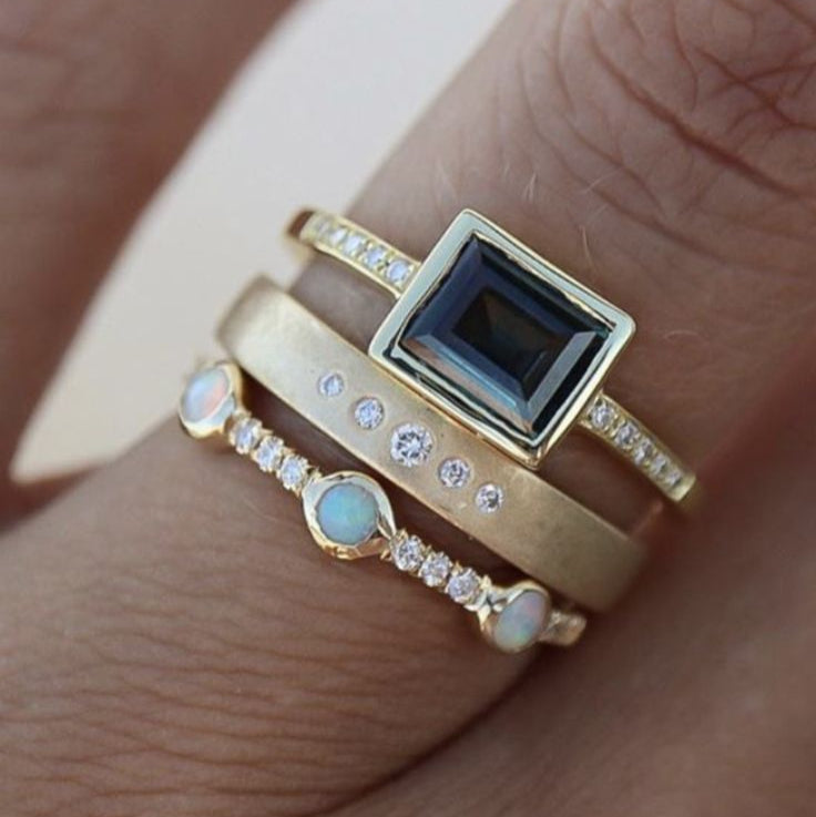 Vintage Elegant Blue Zirconia Ring Set-EllyBoutique