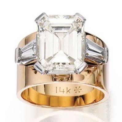 Vintage Cubic Glass Golden Ring-EllyBoutique