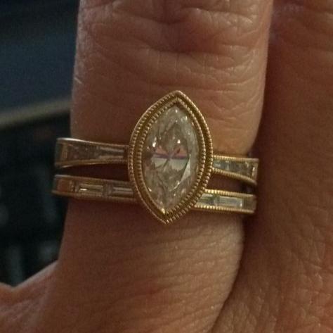 Vintage Oval Zirconia Golden Ring Set-EllyBoutique
