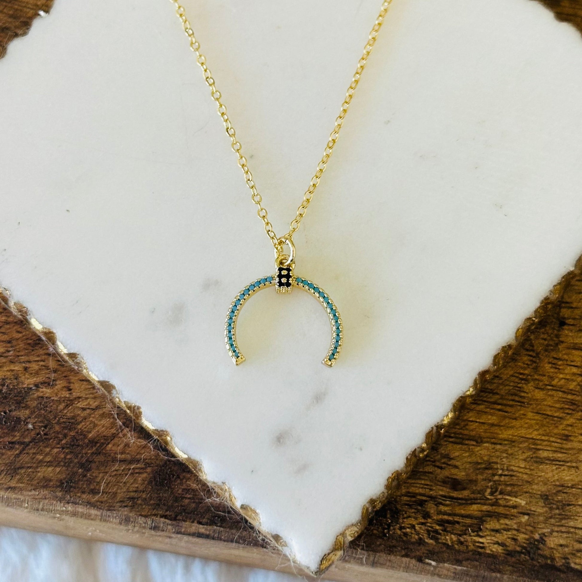 Elda Turquoise Horn Necklace-EllyBoutique