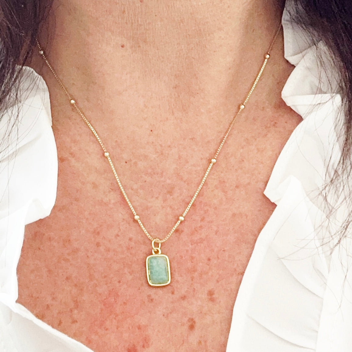 Briella Amazonite Gemstone Necklace-EllyBoutique