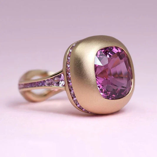 Vintage Rose Pink Gold Ring-EllyBoutique