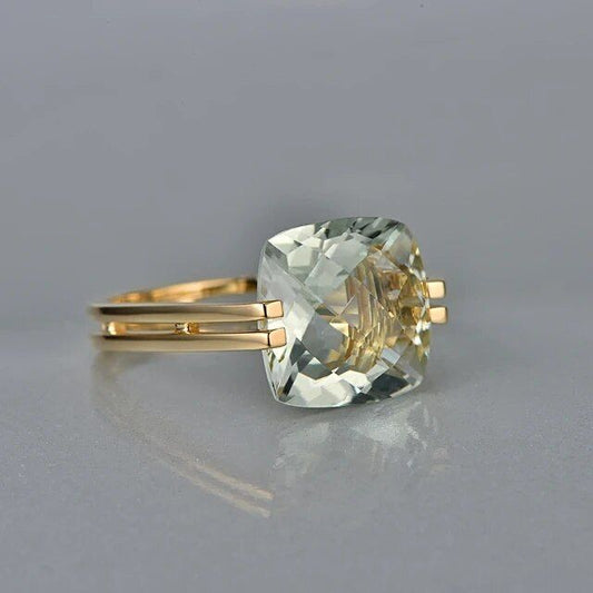 Vintage Green Cubic Glass Gold Ring-EllyBoutique
