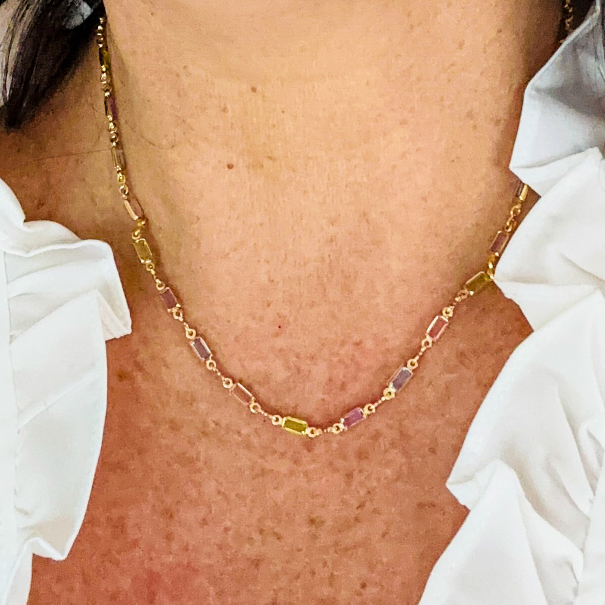 Isabella MultiColor CZ Stone Necklace-EllyBoutique