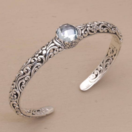 Vintage Zirconia Open Silver Bracelet-EllyBoutique