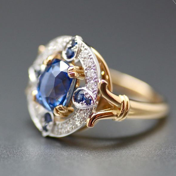 Vintage Blue Starlight Zirconia Ring-EllyBoutique