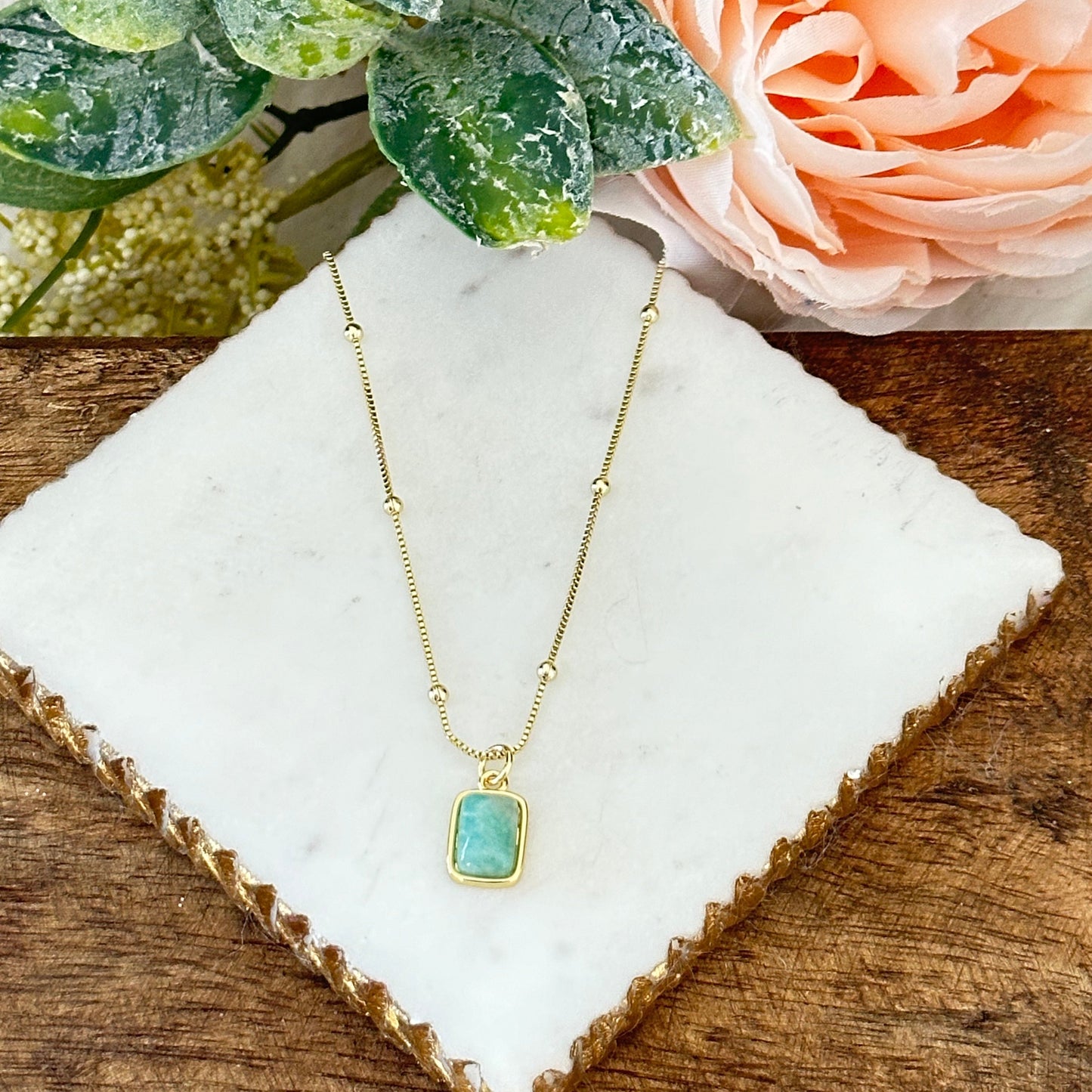 Briella Amazonite Gemstone Necklace-EllyBoutique