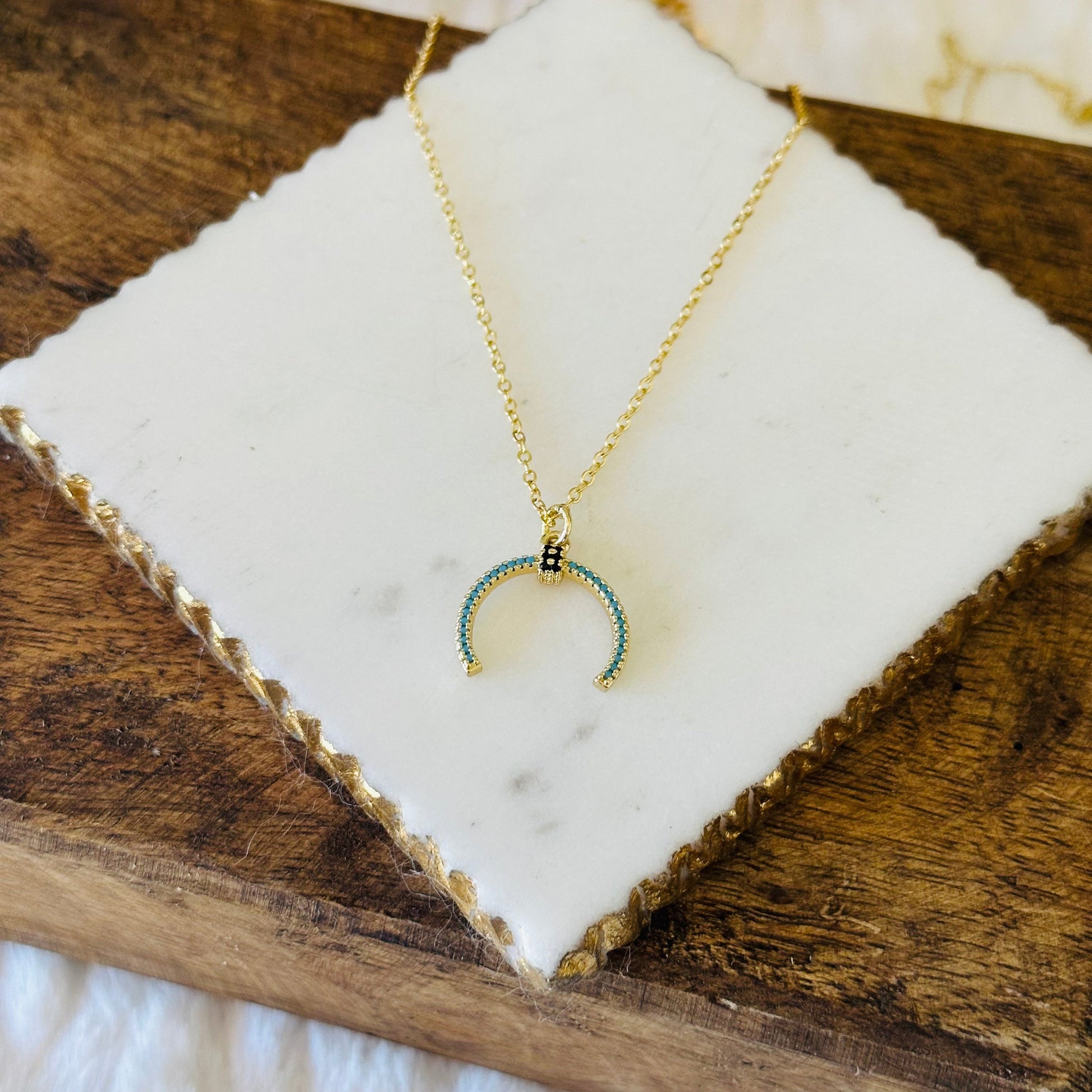 Elda Turquoise Horn Necklace-EllyBoutique
