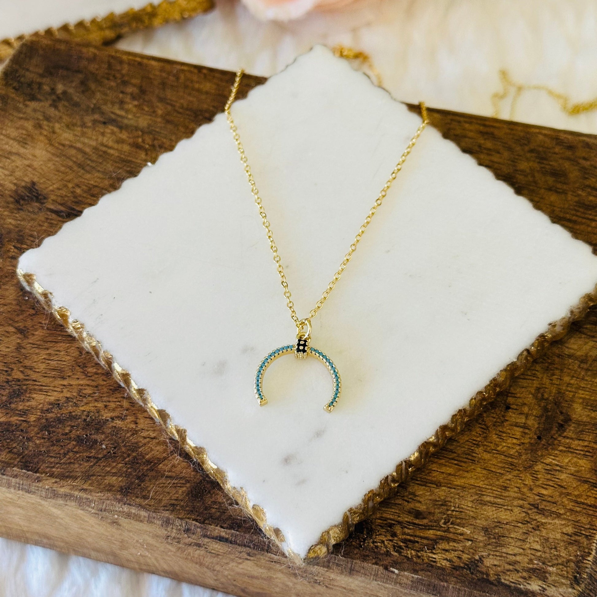 Elda Turquoise Horn Necklace-EllyBoutique