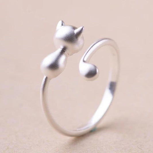 Adjustable Kitten Ring in 925 Sterling Silver-EllyBoutique