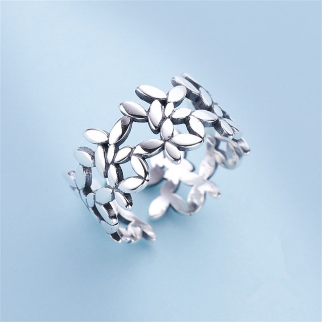 Adjustable Silver Leaf Ring-EllyBoutique
