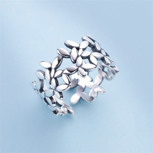 Adjustable Silver Leaf Ring-EllyBoutique