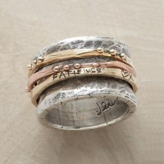 Vintage Gold Rose & Silver Ring-EllyBoutique