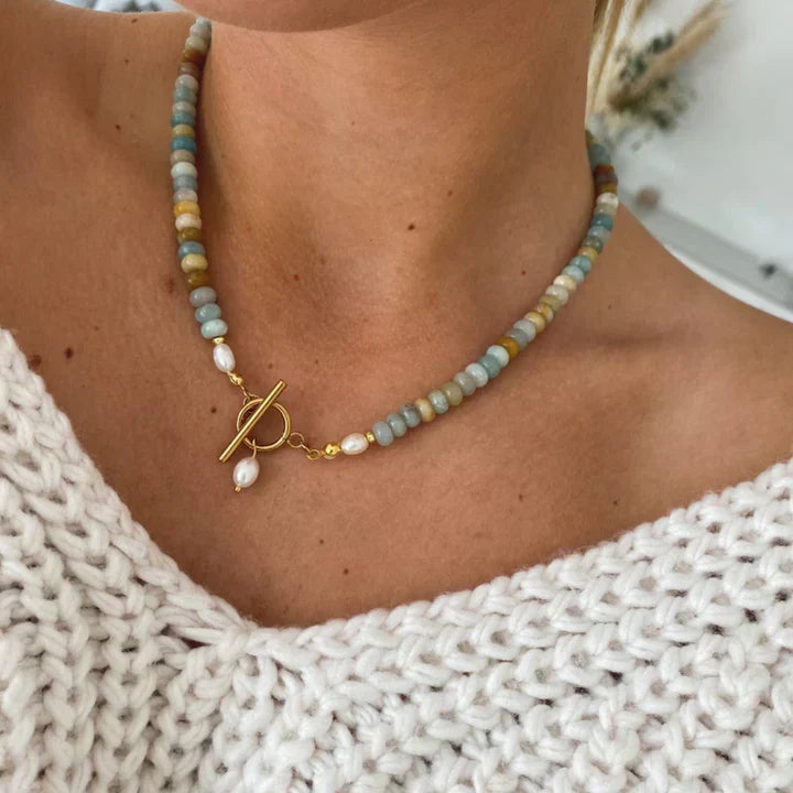 Vintage Golden Necklace with Stones-EllyBoutique