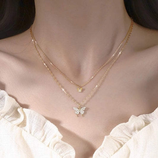 Glittering Butterfly Necklace-EllyBoutique