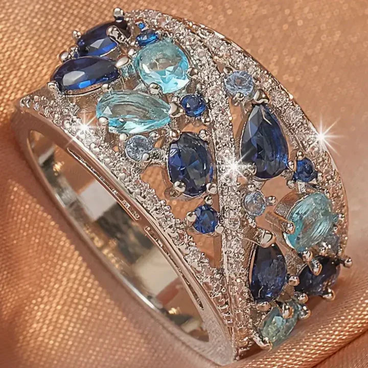 Vintage Blue Zirconia Ring-EllyBoutique