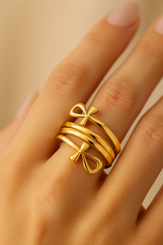 Gold Open Loop Faith Ring-EllyBoutique