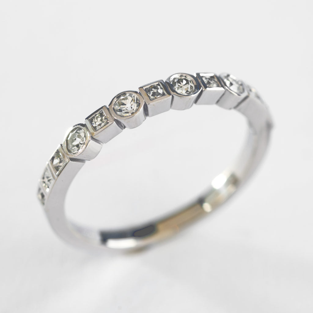 Vintage Inlaid Glass Silver Ring-EllyBoutique