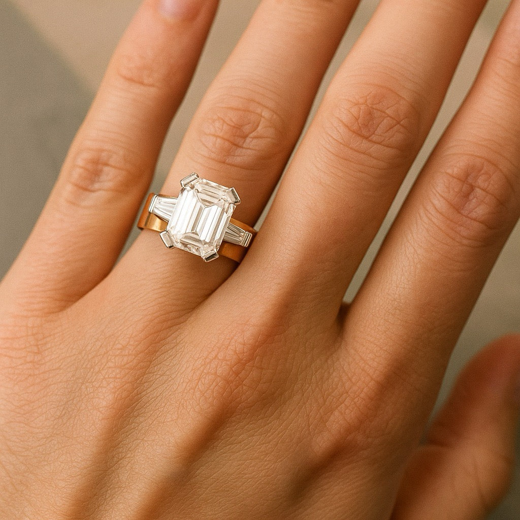 Vintage Cubic Glass Golden Ring
