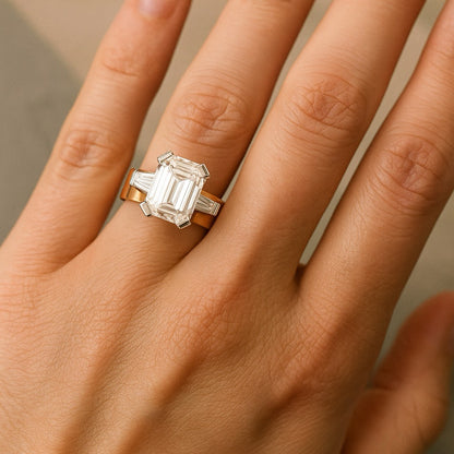 Vintage Cubic Glass Golden Ring