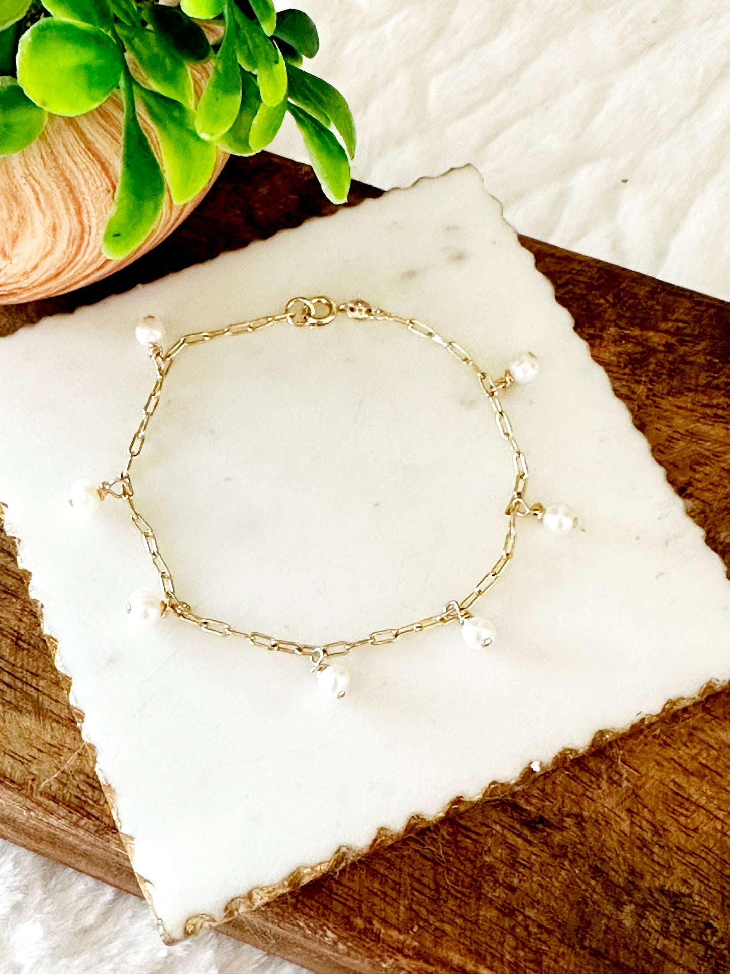 Gina Mini Pearl Charm Bracelet-EllyBoutique