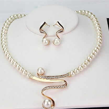 Natural Pearl Necklace + Earrings Set-EllyBoutique