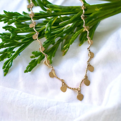 Melita Dangle Heart Choker Necklace-EllyBoutique