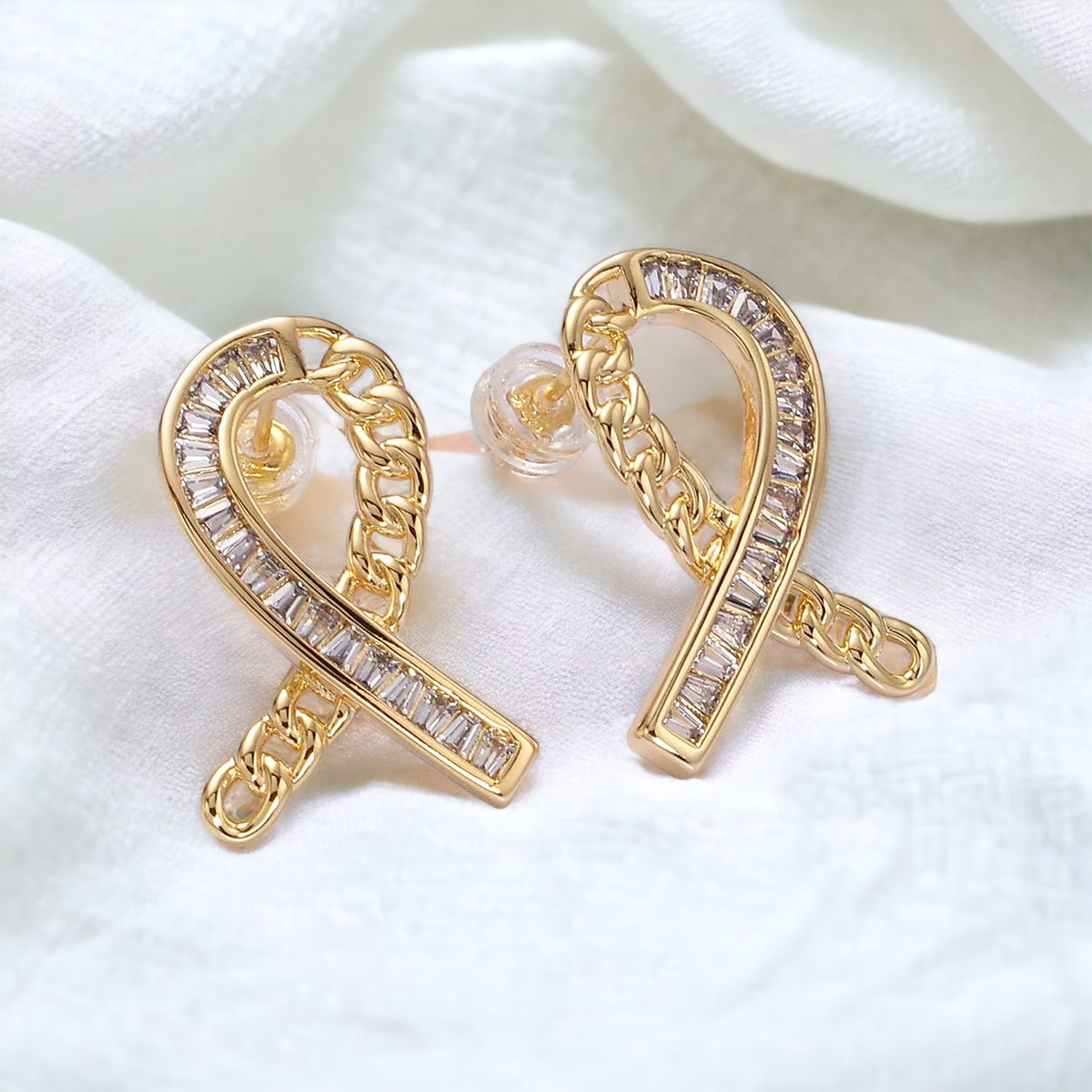 Cancer Awareness Ribbon Earrings - Gold or Silver-EllyBoutique
