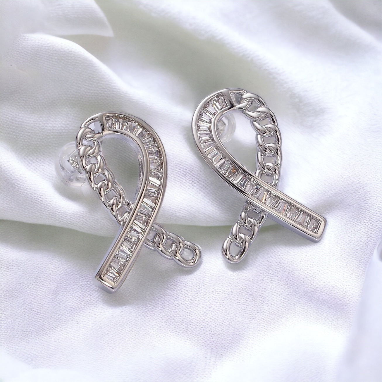Cancer Awareness Ribbon Earrings - Gold or Silver-EllyBoutique