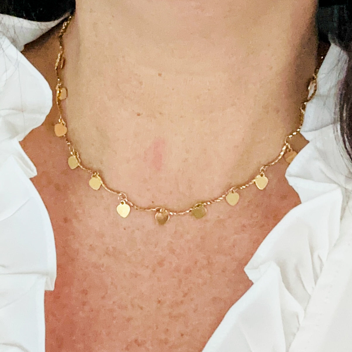 Melita Dangle Heart Choker Necklace-EllyBoutique