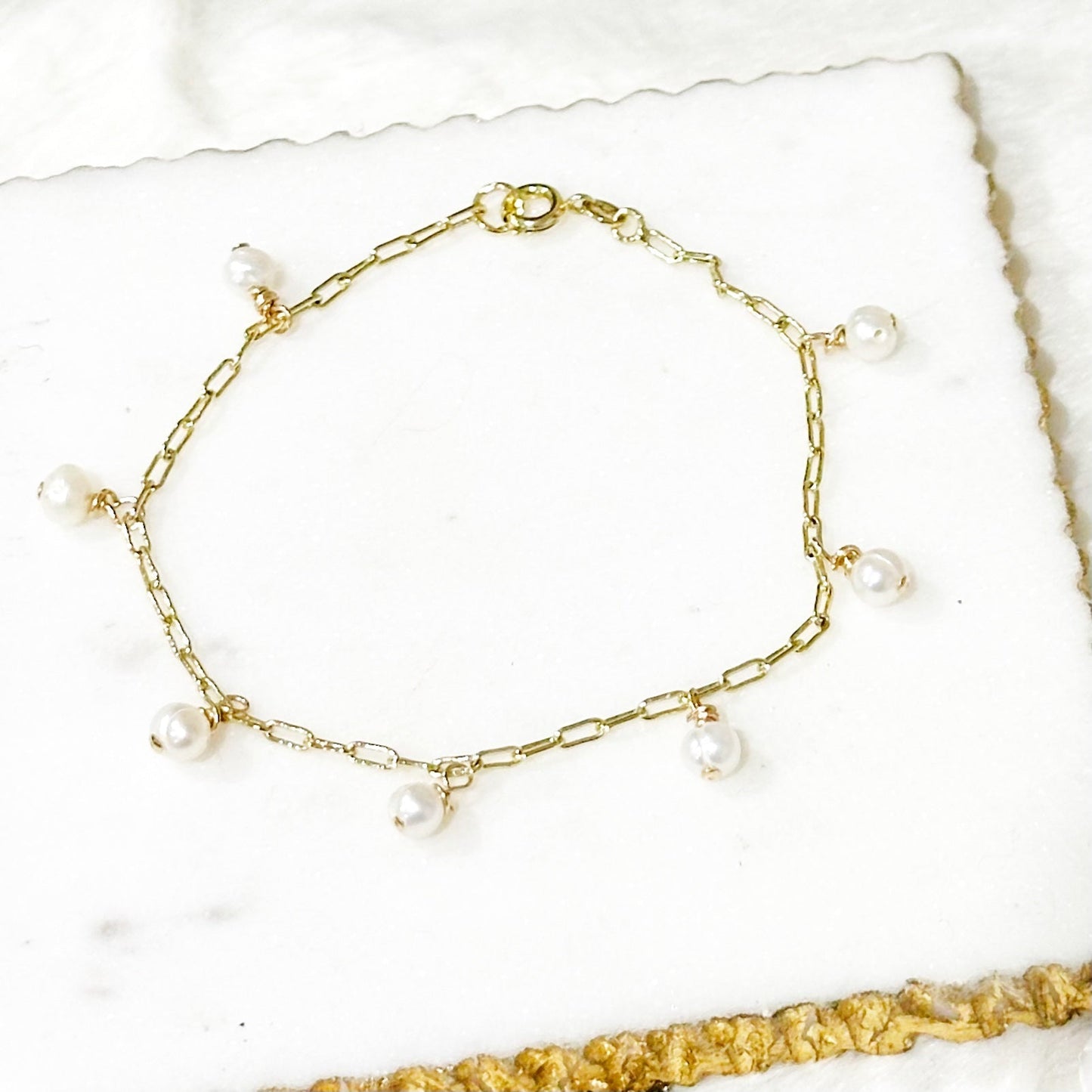 Gina Mini Pearl Charm Bracelet-EllyBoutique