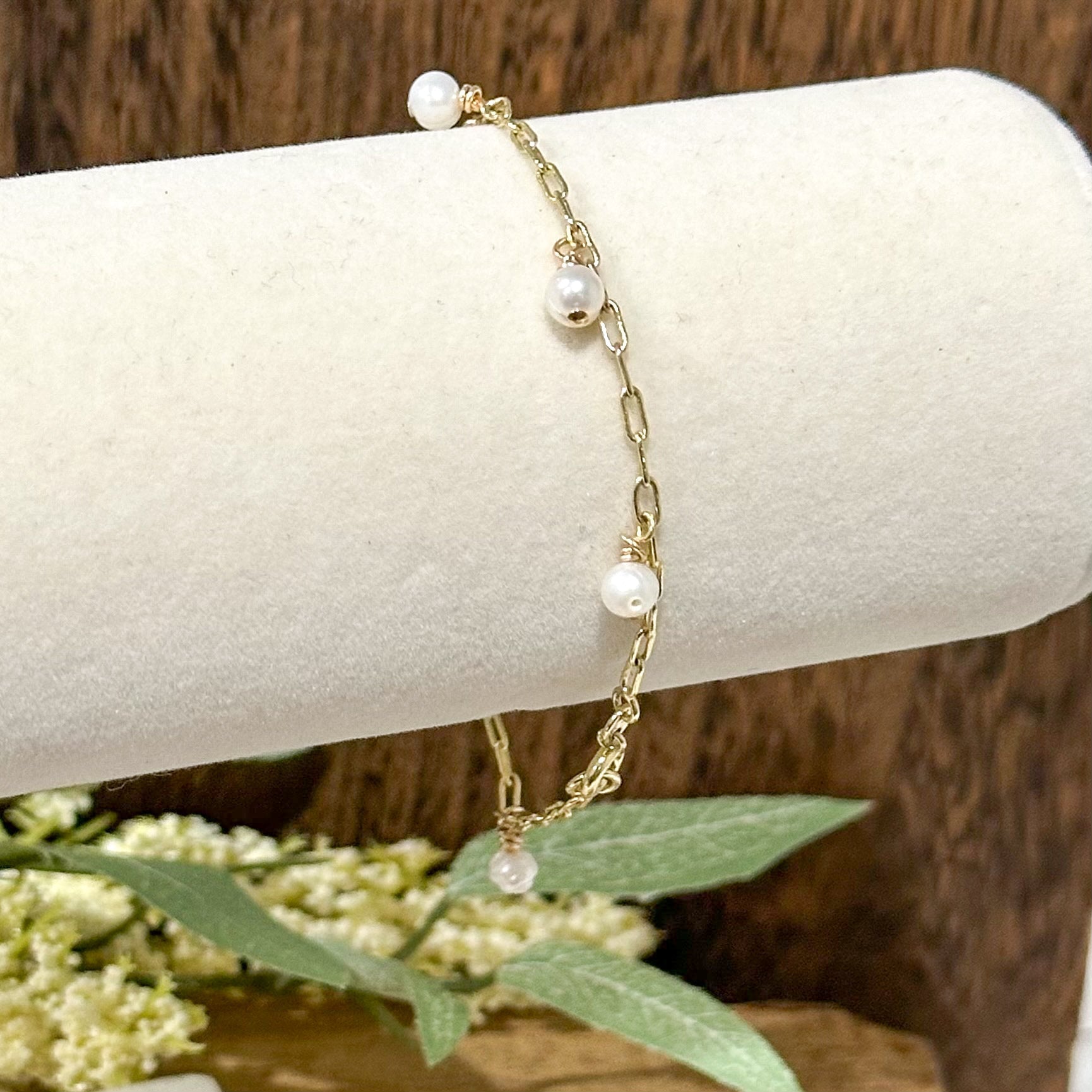 Gina Mini Pearl Charm Bracelet-EllyBoutique
