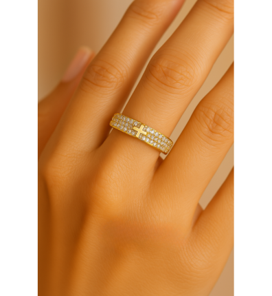Gold Sparkling Faith Resizable Ring-EllyBoutique