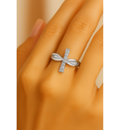 Silver Infinity Cross Resizable Ring-EllyBoutique