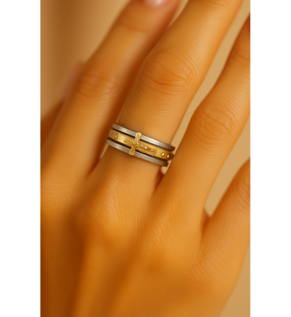 Gold Layered Religious Cross Ring-EllyBoutique