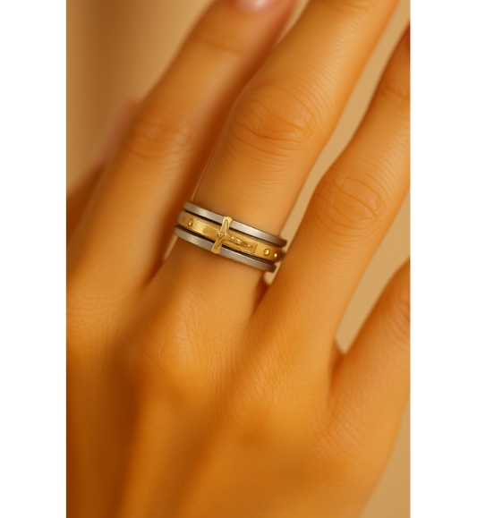 Gold Layered Religious Cross Ring-EllyBoutique