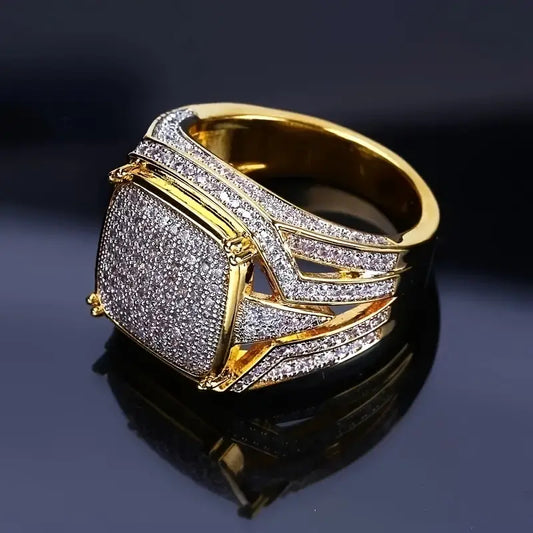 Vintage Sparkling Layered Golden Ring-EllyBoutique