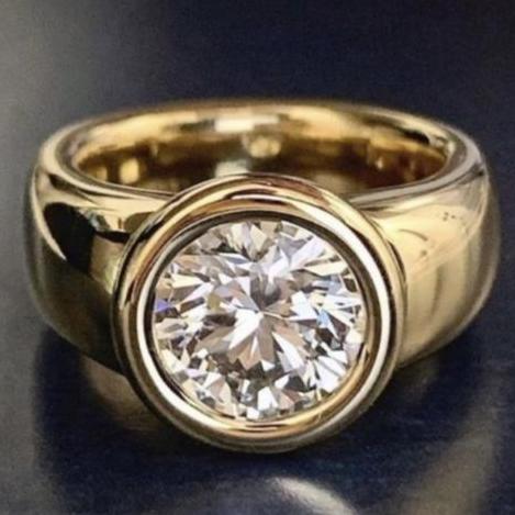 Vintage Rounded Glass Gold Ring-EllyBoutique