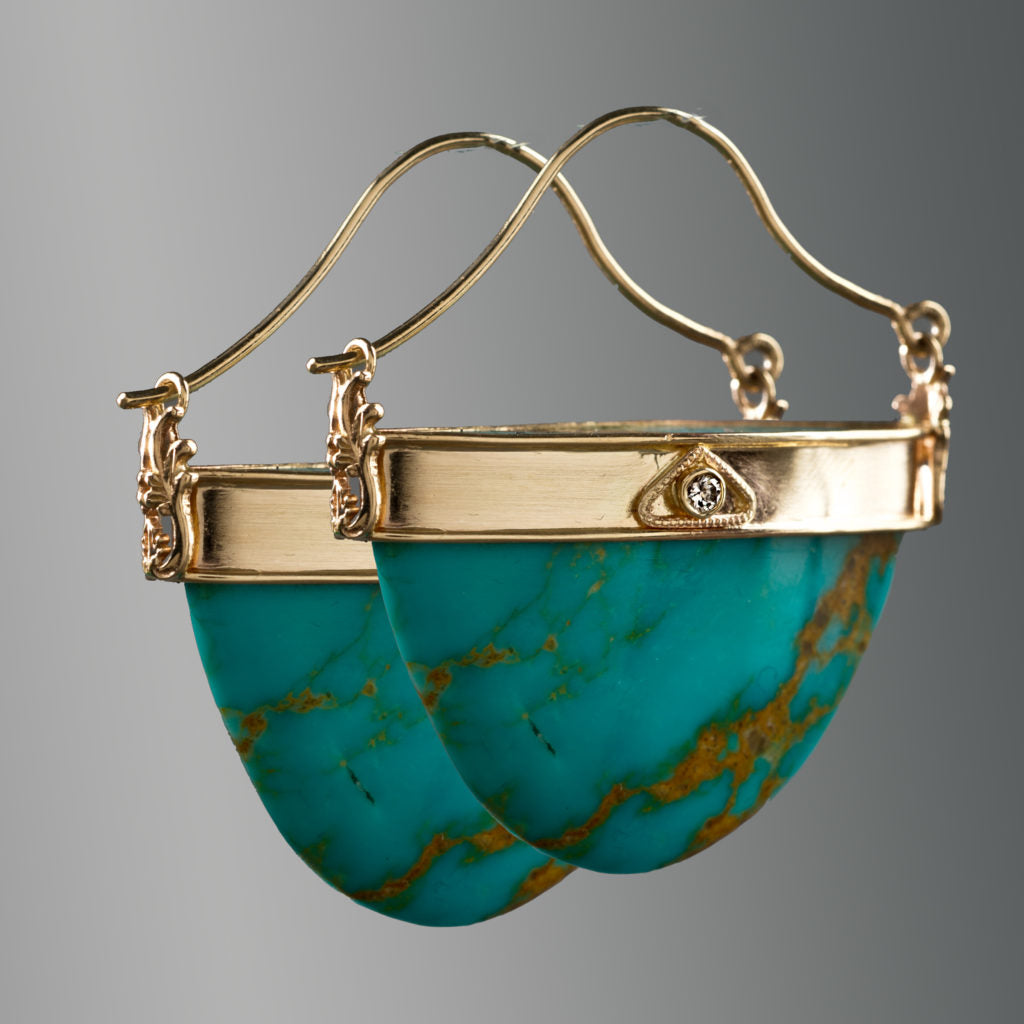 Vintage Opal Crest Gold Earrings-EllyBoutique