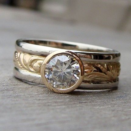 Vintage Zirconia Gold & Silver Ring-EllyBoutique