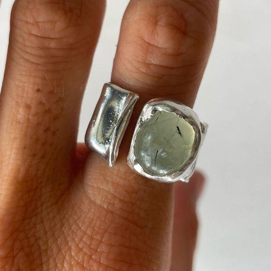 Vintage Stone Silver Forged Ring-EllyBoutique