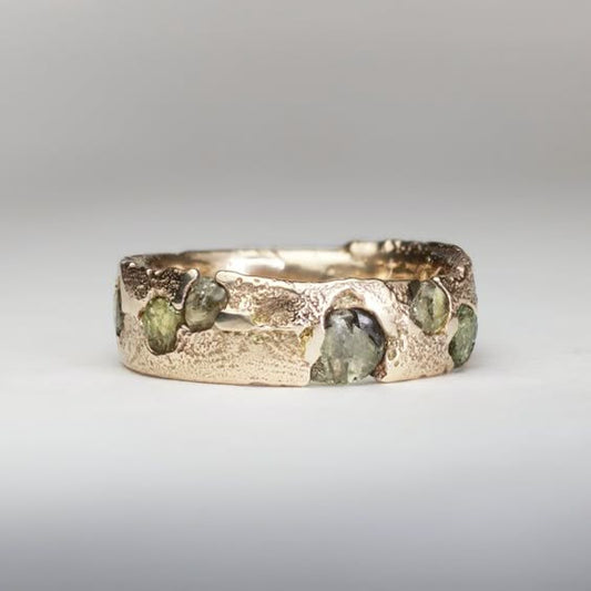 Vintage Green Golden Forged Ring-EllyBoutique