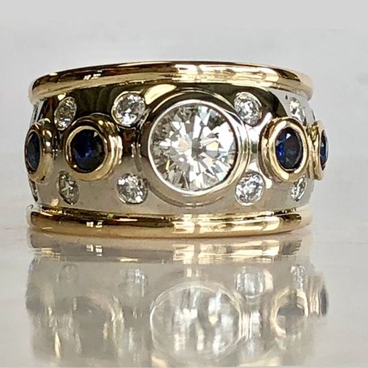 Vintage Golden & Zirconia Inlaid Ring-EllyBoutique