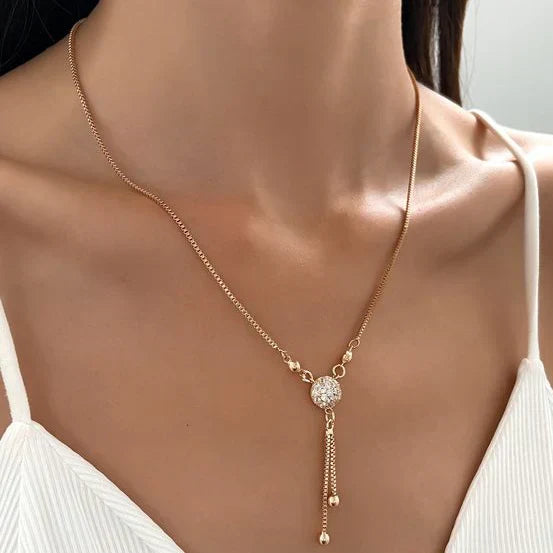 Vintage Golden Crystal Necklace-EllyBoutique