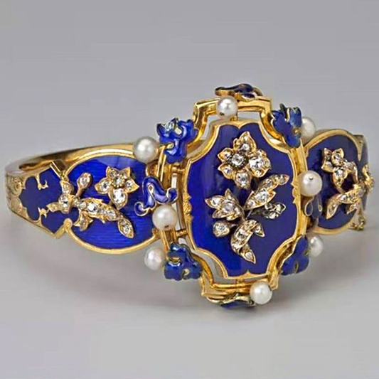 Blue Ring with Vintage Pearls-EllyBoutique
